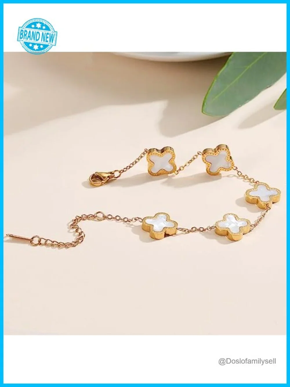 18K Gold Plated Clover Bracelet Love Bangle Set Stackable Friendship Bracelet